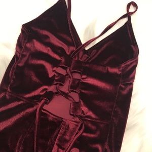 Velvet strappy back mini dress